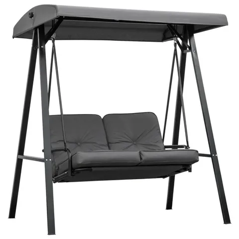 BOXED OUTSUNNY 2 SEATER GARDEN SWING CHAIR WITH ADJUSTABLE TILTING CANOPY - GREY (1 BOX)