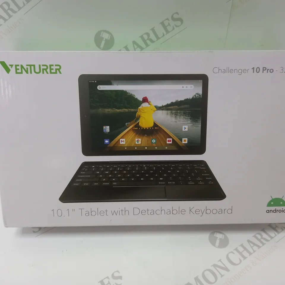 BRAND NEW BOXED VENTURER CHALLENGER 10 PRO 10.1" ANDROID TABLET WITH DETACHABLE KEYBOARD - BLACK 32GB