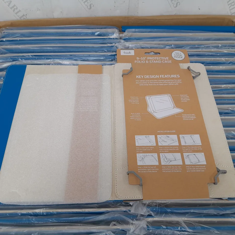 APPROXIMATELY 40 9-10" FOLIO AND STAND TABLET CASE BLUE TO FIT IPAD AND SAMSUNG TABLETS