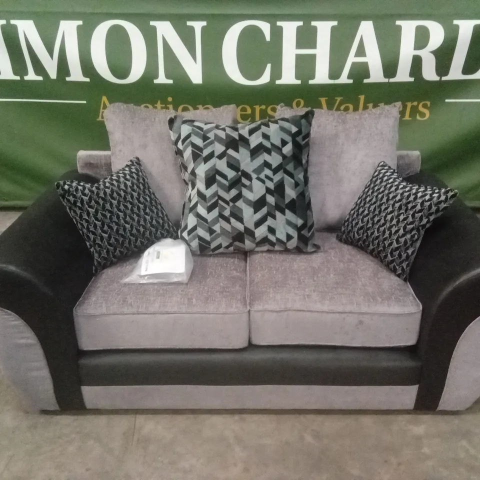 NARVA FABRIC/FAUX LEATHER 2 SEATER SOFA RRP £979