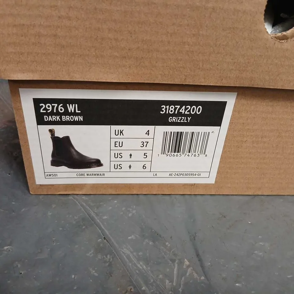 DR. MARTENS 2976 WL GRIZZLY DARK BROWN CHELSEA BOOTS – UK4 (EU37)
