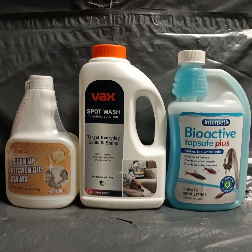 APPROXIMATELY 10 ASSORTED HOUSEHOLD ITEMS TO INCLUDE VAX SPOT WASH, INTERPET BIOACTIVE, ETC