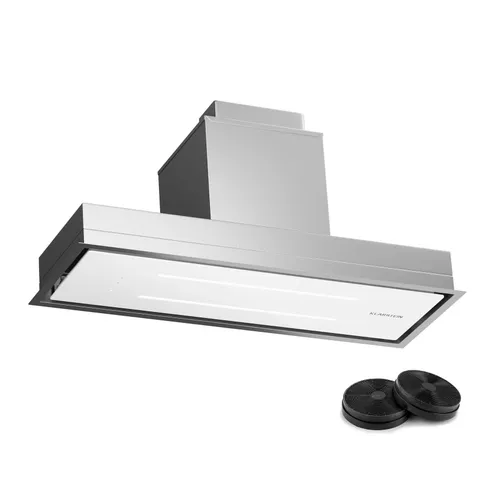 COOKER HOOD 90 CM KITCHEN EXTRACTOR FAN DOWNDRAFT VENT LED TOUCH REMOTE WHITE