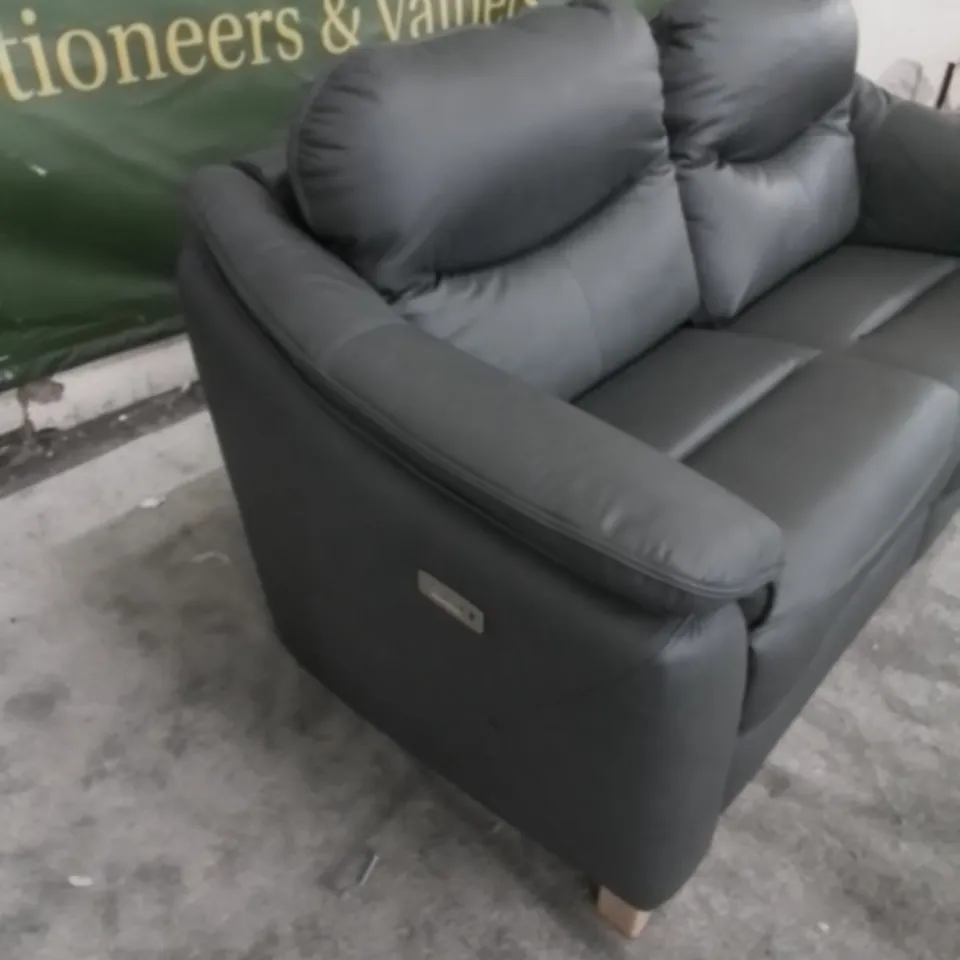 DESIGNER G PLAN MADE JACKSON CAMBRIDGE PETROL BLUE LEATHER ELECTRIC RECLINING THREE SEATER SOFA