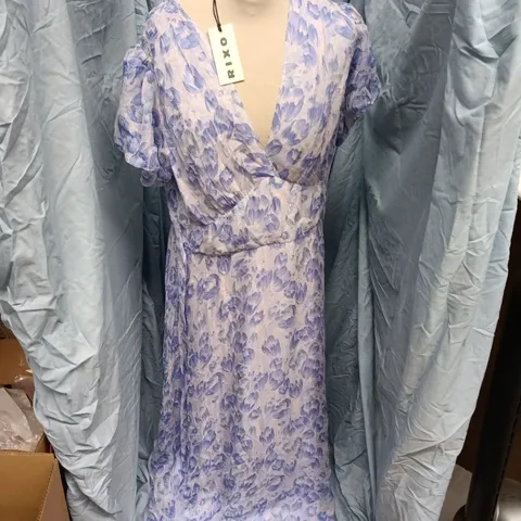 RIXO CORRINE DRESS TULIP FIELDS CORNFLOUR BLUE - UK 16