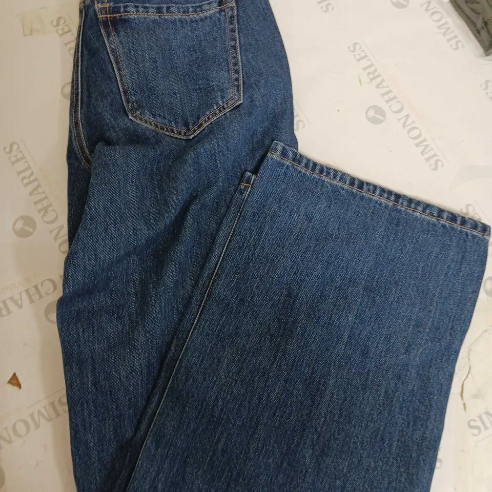 STRADIVARIUS D92 STRAIGHT WIDE LEG JEANS IN BLUE DENIM - UK SIZW 12