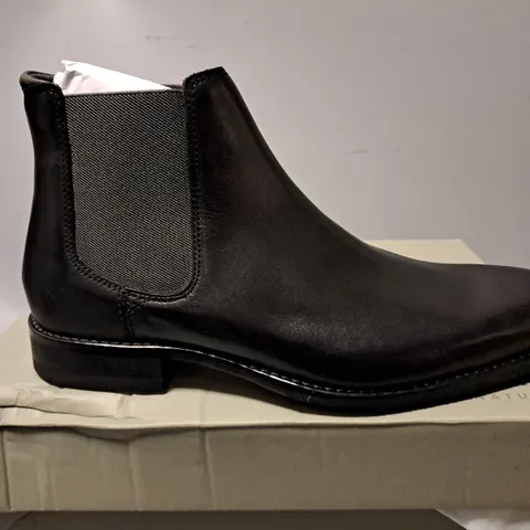 BOXED CLARKS BLACK BOOTS  WITH ELASTIC SIDE - UK 7 