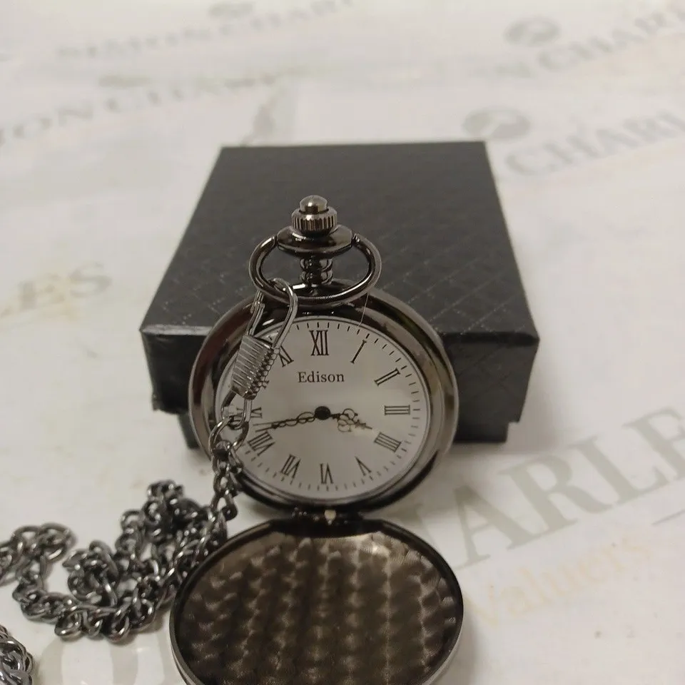 MENS EDISON POCKET WATCH WITH CHAIN – BRAND NEW IN BOX