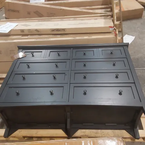 SOLID WOOD 4+6 DRAWER CHEST OF DRAWERS - BLACK