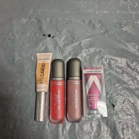 LARGE QUANTITY OF APPROXIMATELY 100 REVLON MAKE UP PRODUCTS TO INCLUDE LIP MOUSSE AND FOUNDATION - ASSORTED SHADES AND SIZES