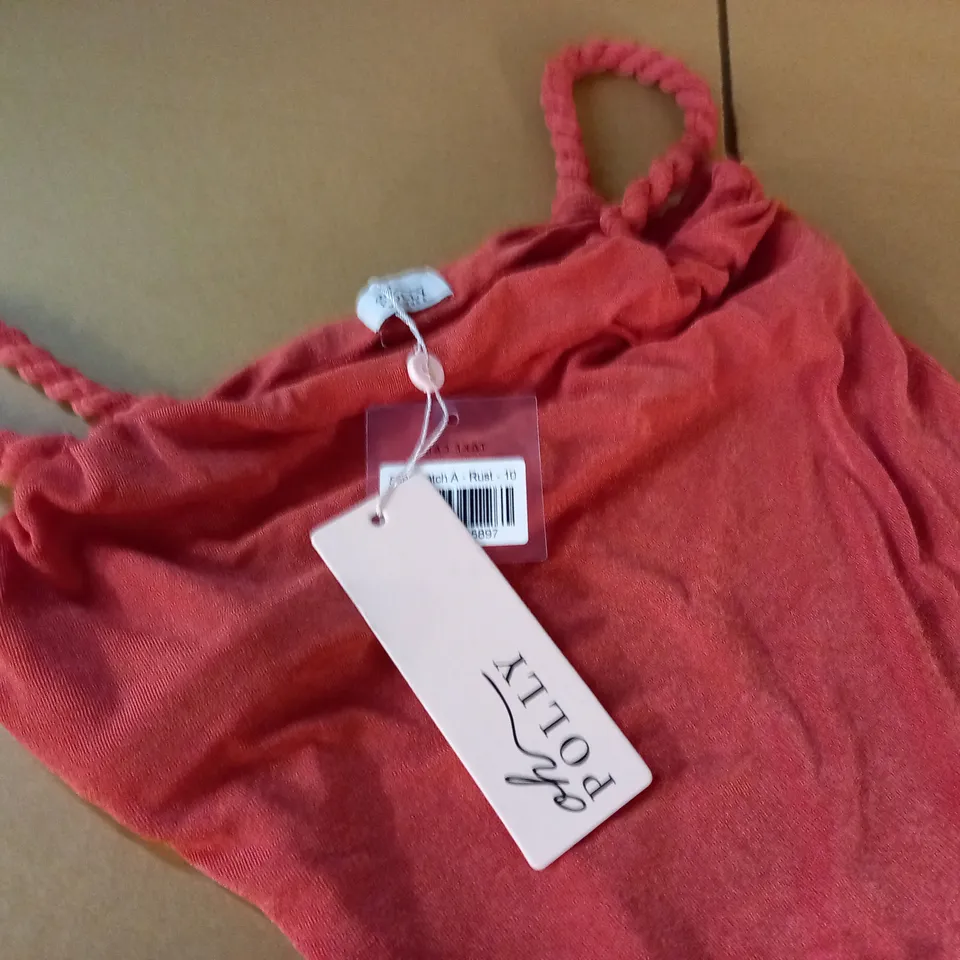 OH POLLY RUST ROPE DETAIL MAXI DRESS - UK 10