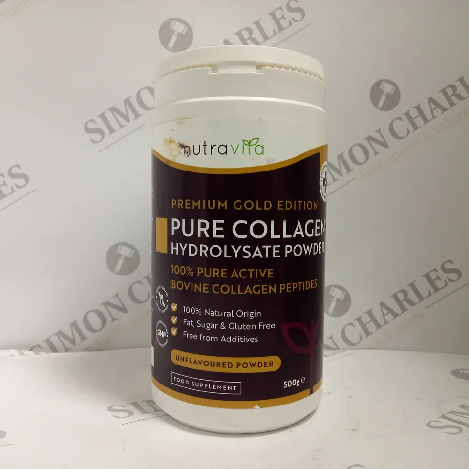 NUTRAVITA PREMIUM GOLD EDITION PURE COLLAGEN HYDROLYSATE POWDER UNFLAVOURED POWDER 500G