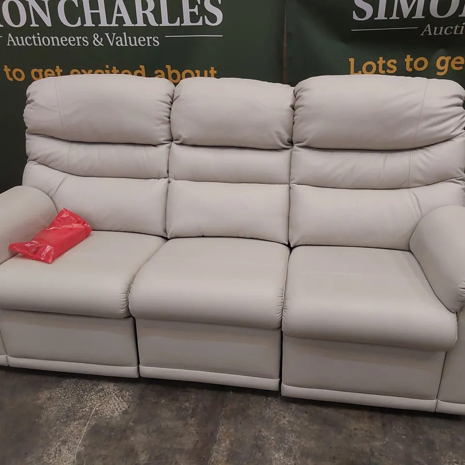 QUALITY BRITISH DESIGNER G PLAN MALVER POWER RECLINING THREE SEATER SOFA OXFORD CHALK FABRIC 
