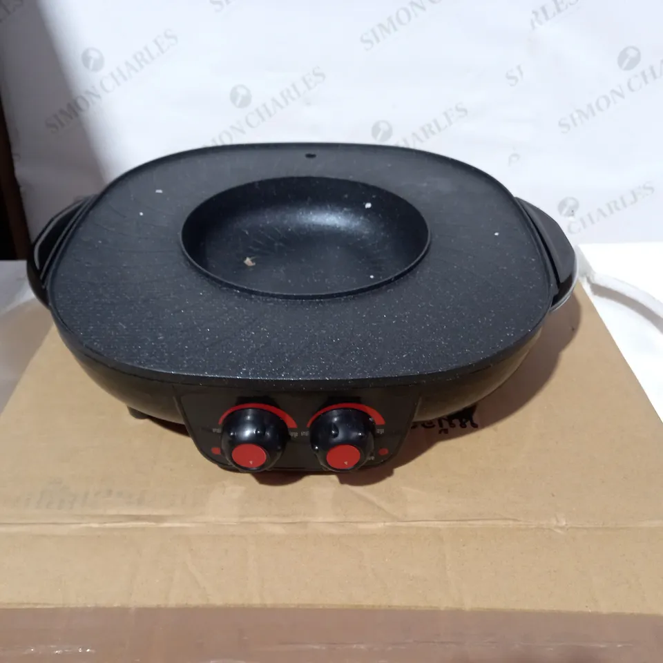 BOXED DESIGNER BLACK 2-IN-1 BARBEQUE