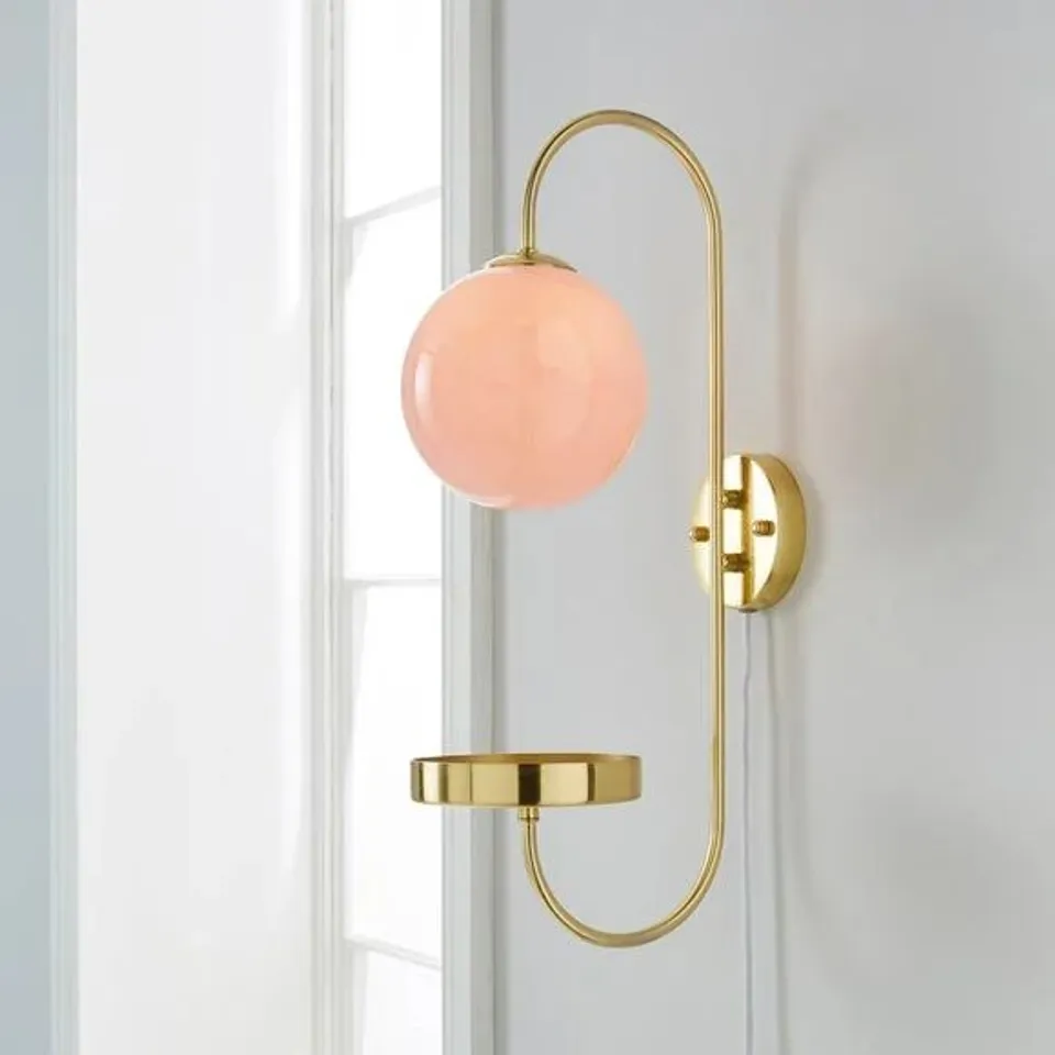 BOXED GIGI PLUG IN WALL LIGHT WITH SHELF - PINK