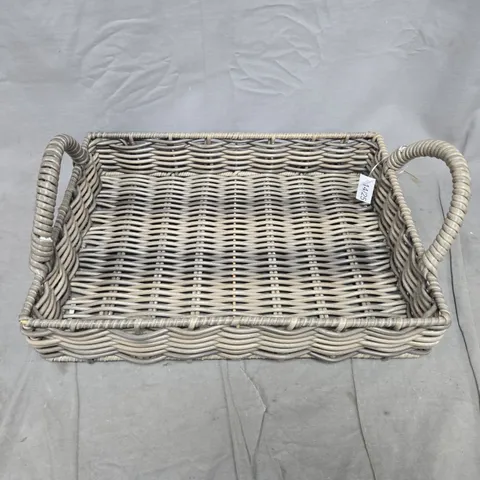 WOVEN WICKER STORAGE BASKET WITH TWO HANDLES