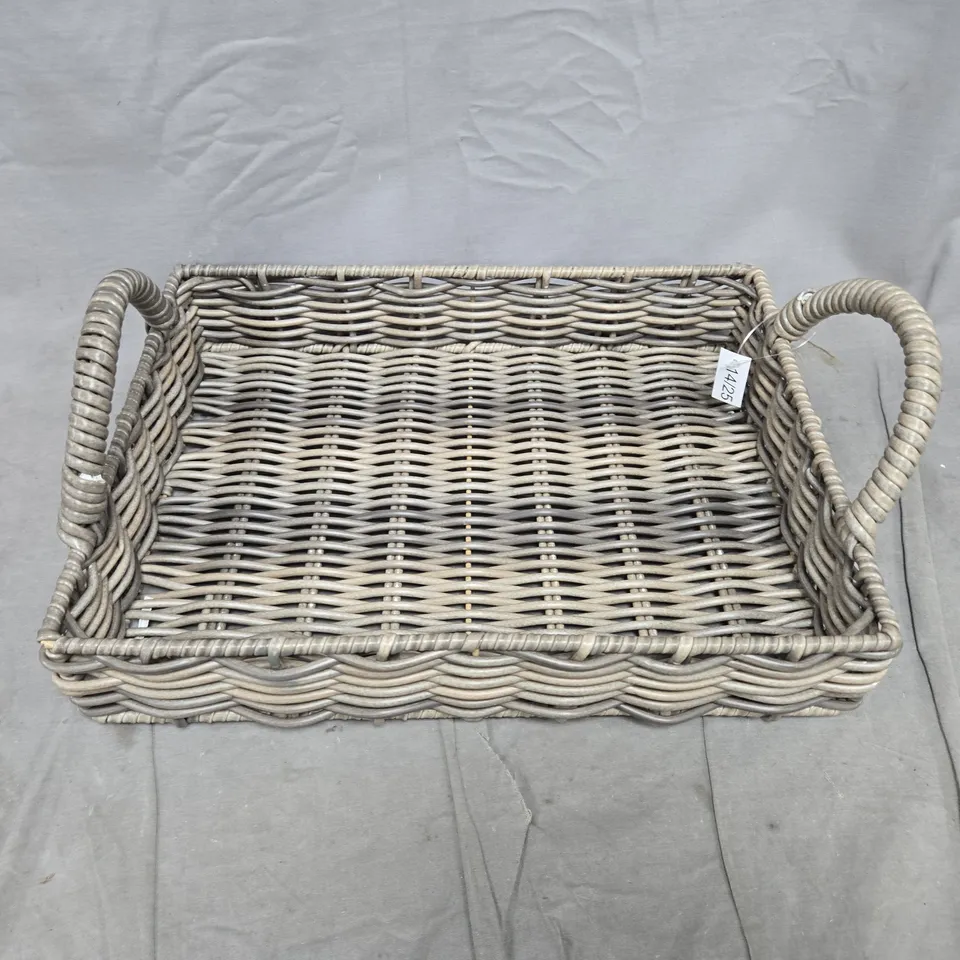WOVEN WICKER STORAGE BASKET WITH TWO HANDLES