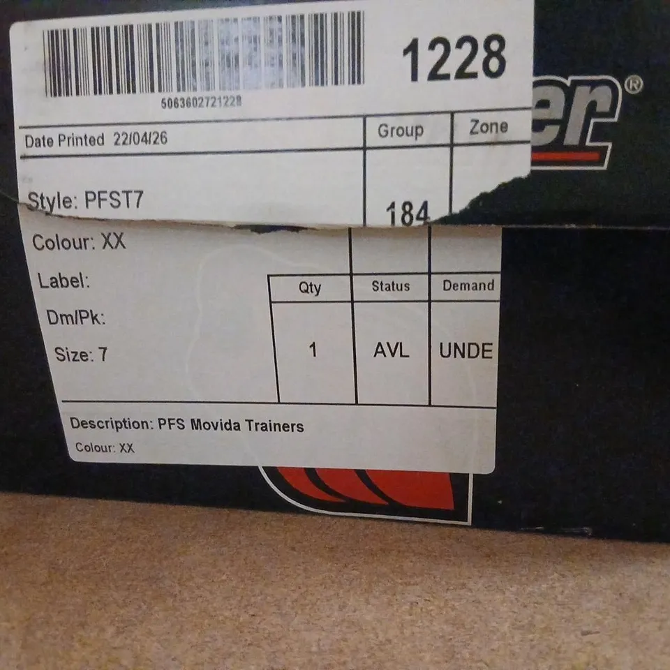 U POWER PFS MOVIDA TRAINERS – UK SIZE 7 (GREY/BLACK)