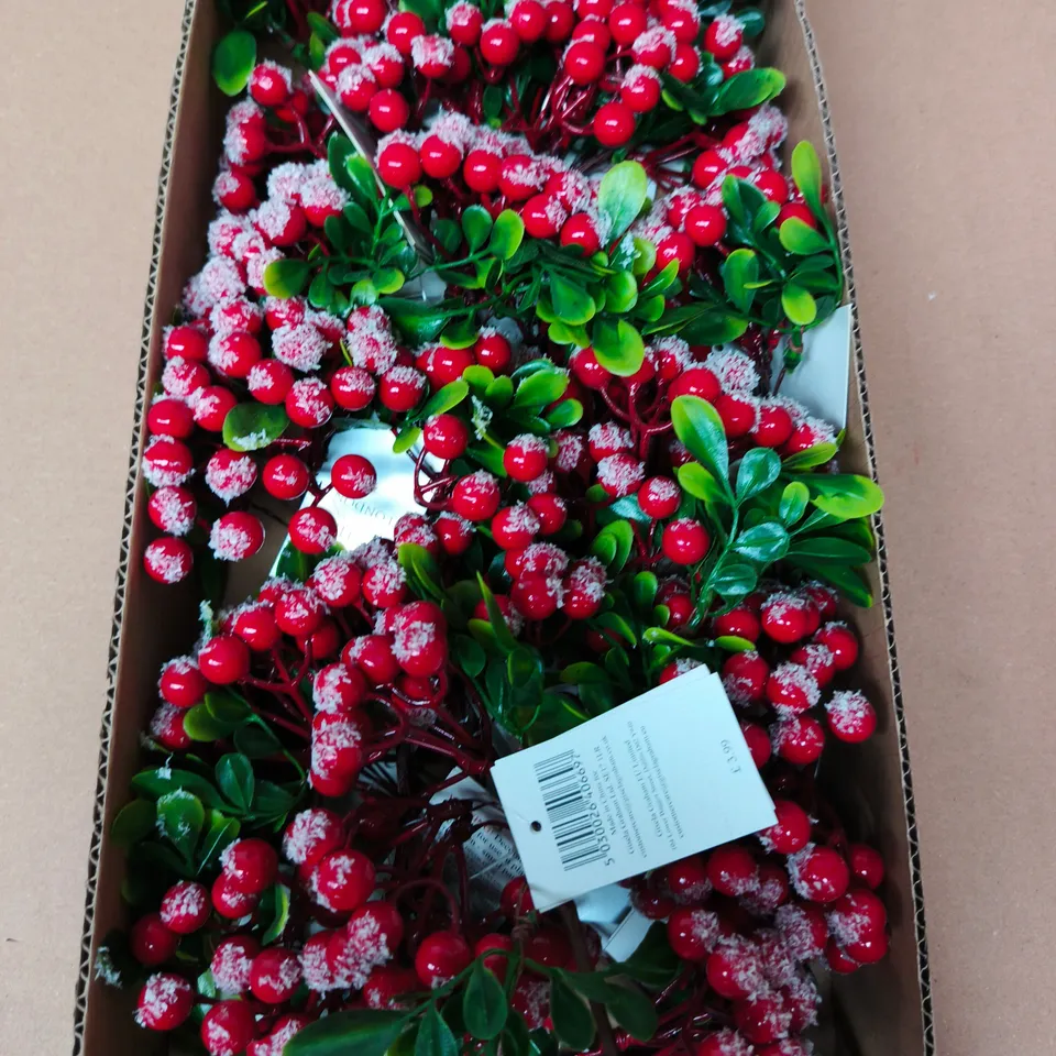 APPROXIMATELY 24 CHRISTMAS HOLLY BERRY FLORAL PICKS
