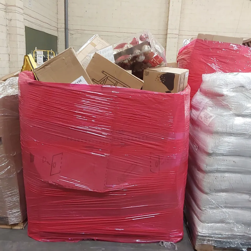 PALLET OF ASSORTED CONSUMER PRODUCTS TO INCLUDE: AIR COOLER, CHRISTMAS SPICE CALENDARS, DRYING RACK, CHRISTMAS BAUBLES SET ECT