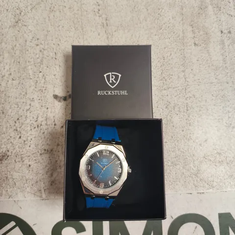 RUCKSTUHL WRISTWATCH – BLUE SILICONE STRAP, STAINLESS STEEL CASE