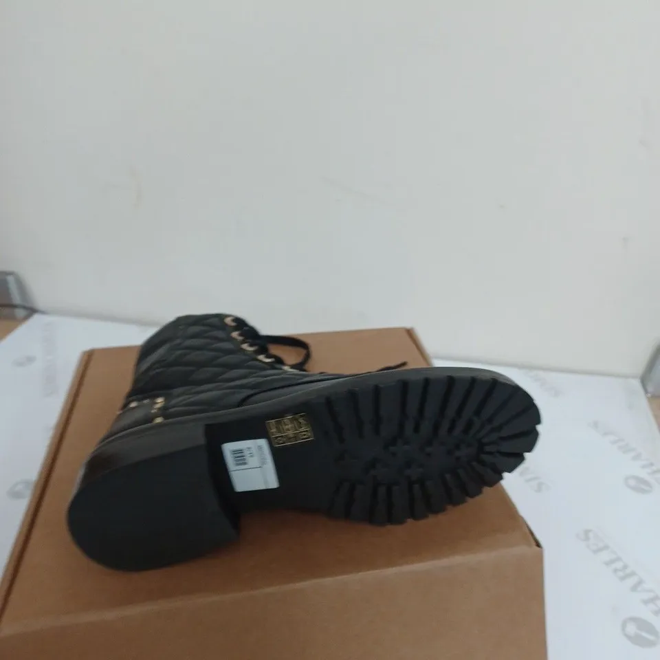 DUNE PAMPAS BLACK LEATHER ANKLE BOOT SIZE 6