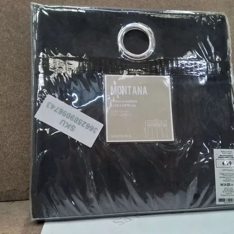 BRAND NEW MONTANA BLACK EYELET CURTAIN //140 X 270CM 