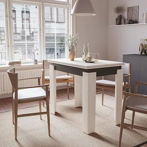 BOXED DINING TABLE SHEFA LINE FAMILY 90-120 WHITE - ANTHRACITE