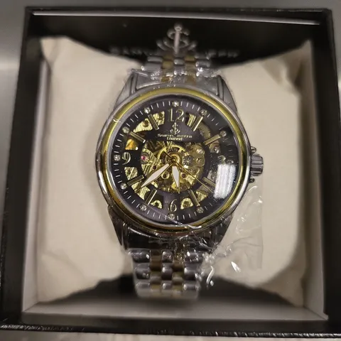 BOXED SAMUEL JOSEPH SKELETON JUBILEE TWO TONE WATCH 