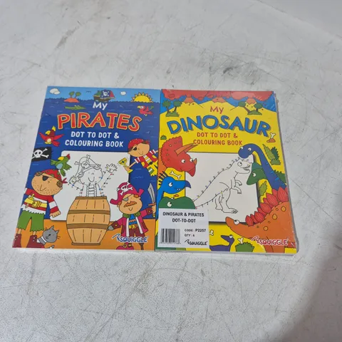 LOT OF APPROXIMATELY 42 DOT TO DOT COLOURING BOOKS INCLUDES PIRATES AND DINOSAURS