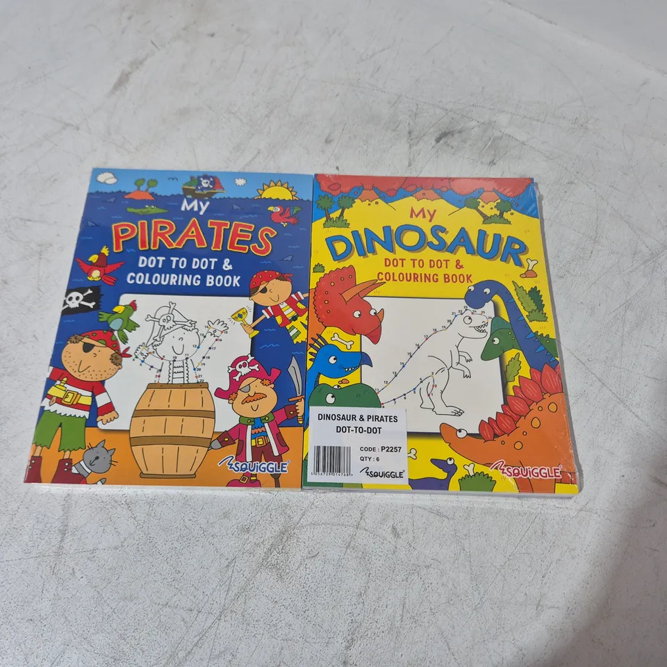 LOT OF APPROXIMATELY 42 DOT TO DOT COLOURING BOOKS INCLUDES PIRATES AND DINOSAURS