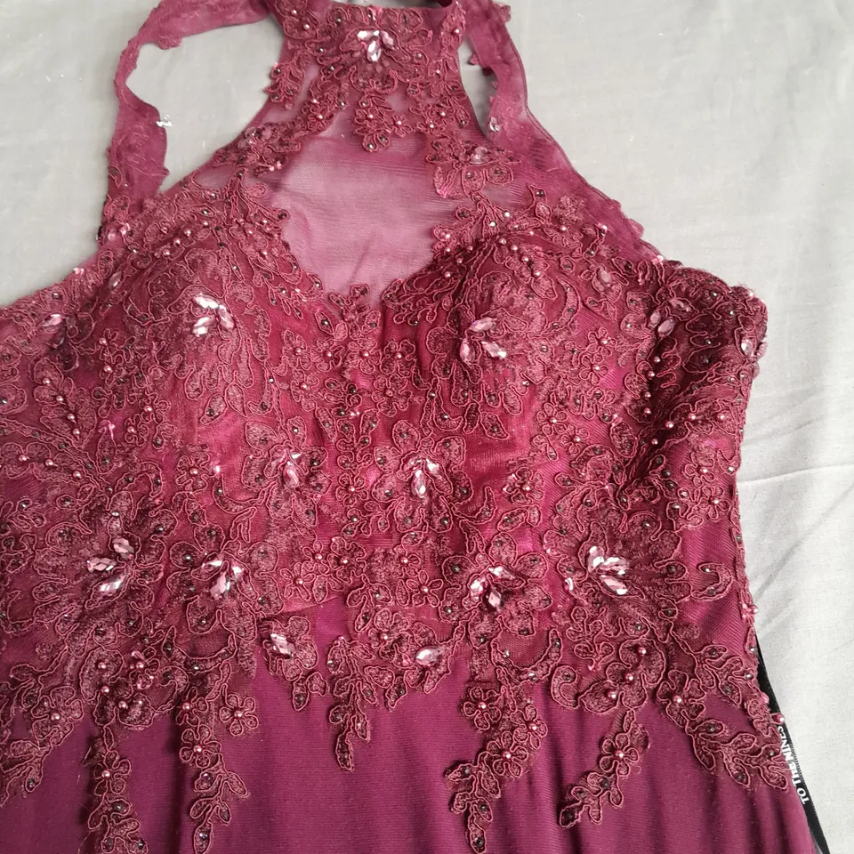 TO THE NINES EMBELLISHED OCCASIONAL DRESS IN WINE - 8