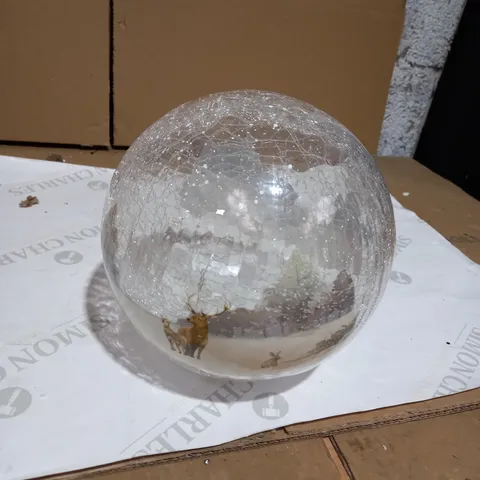 FESTIVE PRE-LIT SCENIC CRACKLE GLASS SPHERE