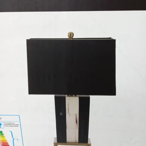 BOXED FIFTY FIVE SOUTH HOXTON TABLE LAMP BLACK SHADE WITH MARBLE