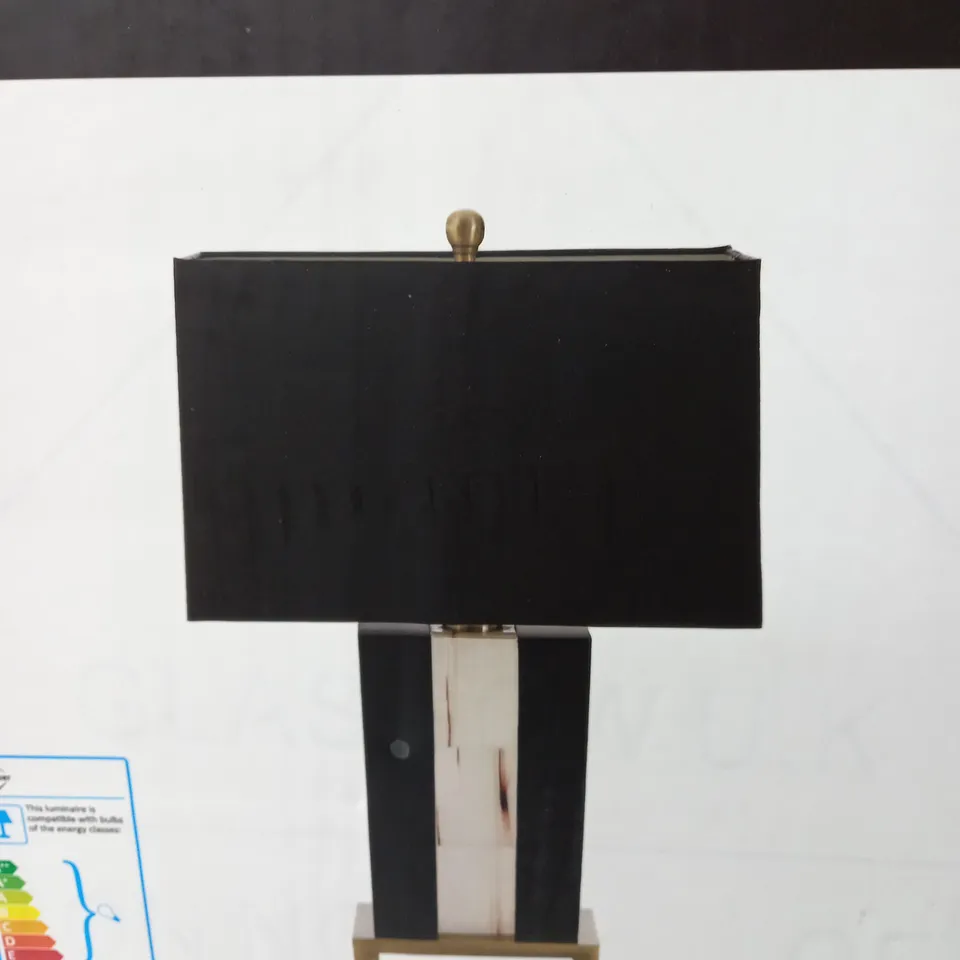 BOXED FIFTY FIVE SOUTH HOXTON TABLE LAMP BLACK SHADE WITH MARBLE