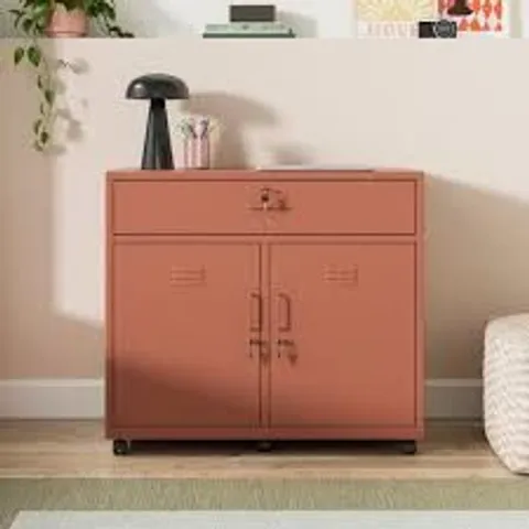 BOXED HELGA LOCKABLE 1 DRAWER 2 DOOR STORAGE CABINET - TERRACOTTA (1 BOX)