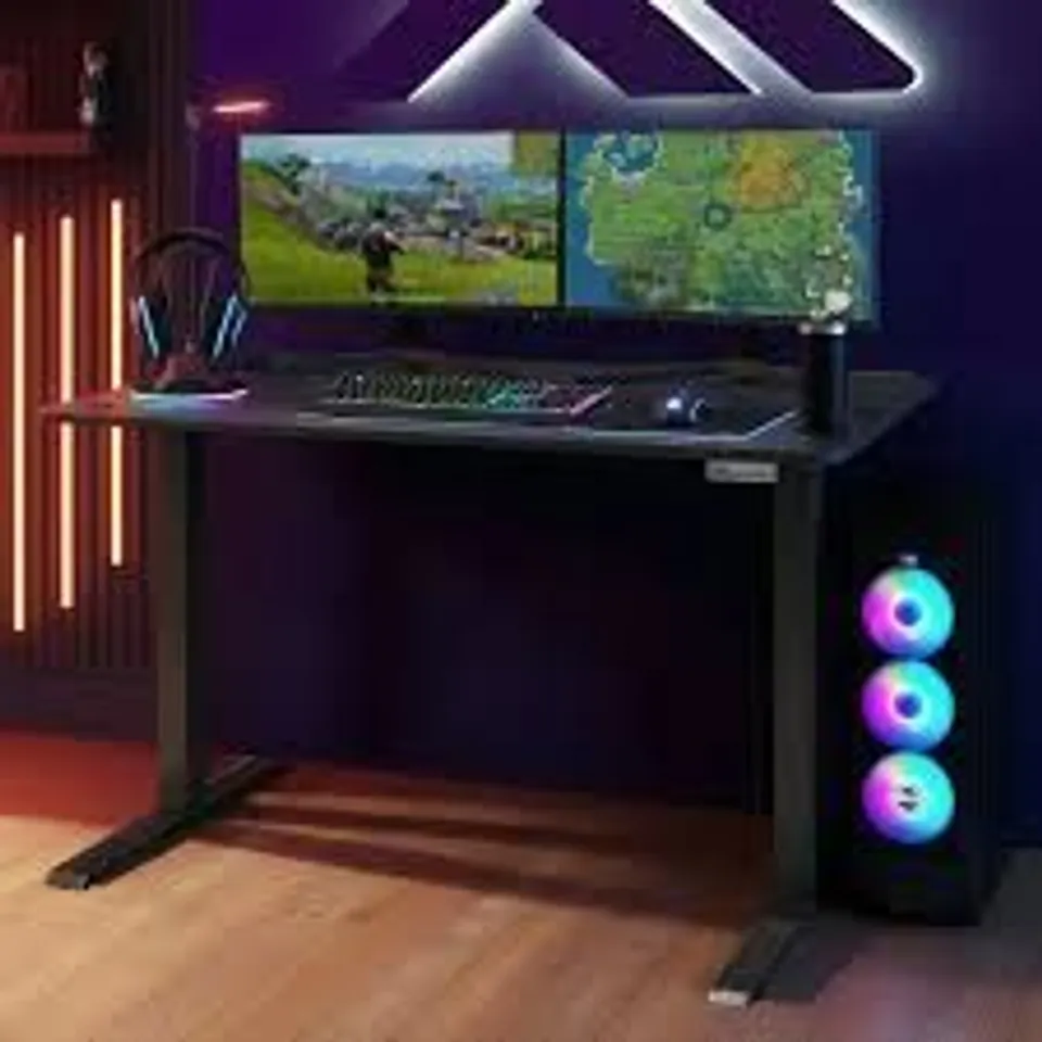 BOXED ASCEND 120CM ELECTRIC HEIGHT ADJUSTABLE GAMING DESK - BLACK (1 BOX)