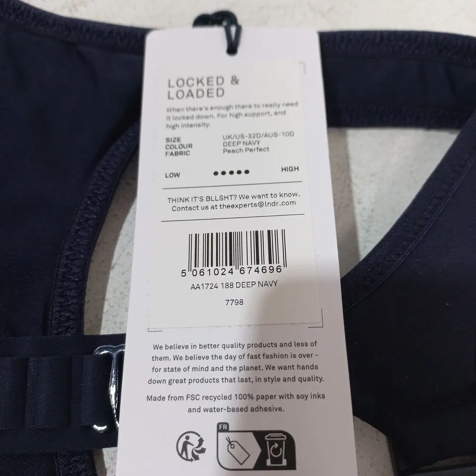 LNDR SPORTS BRA IN DEEP NAVY - UK 32D
