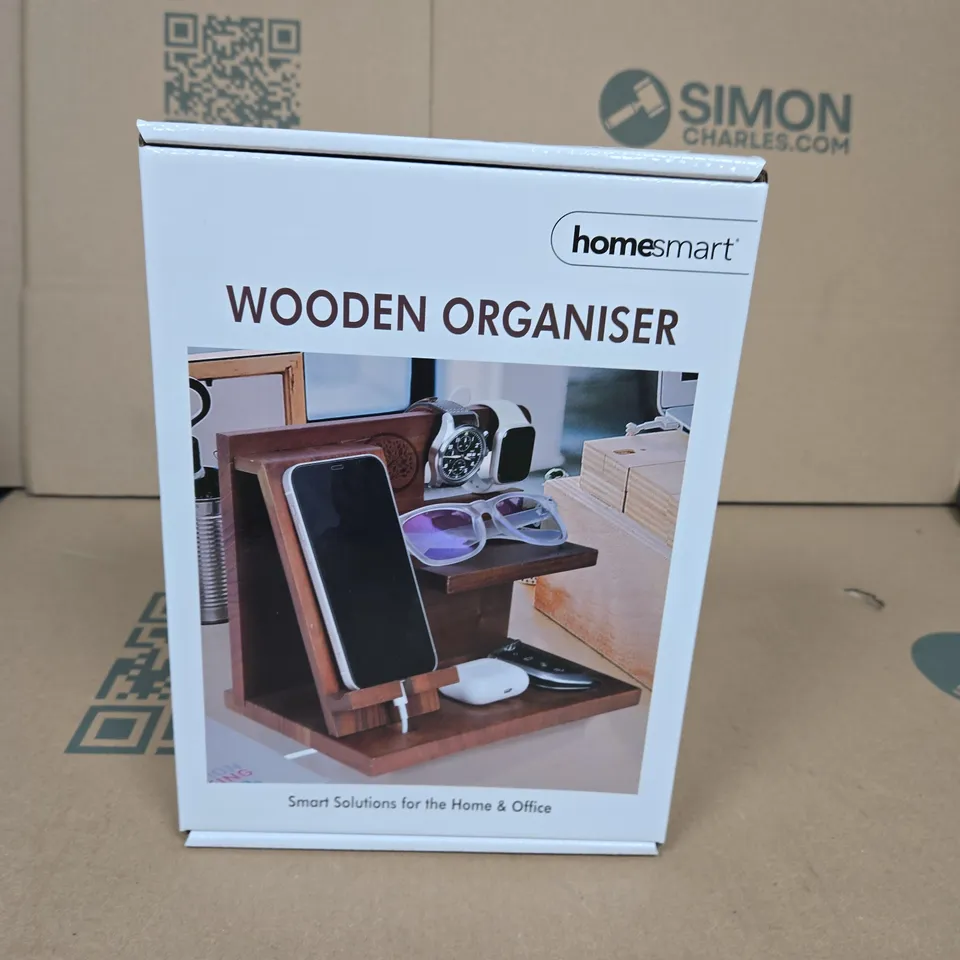BOX OF APPROXIMATELY 10 HOMESMART WOODEN ORGANISERS