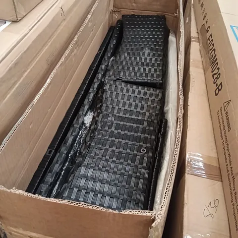BOXED 4-PIECE ARTIFICIAL RATTAN GARDEN FURNITURE SET - BLACK (1 BOX)