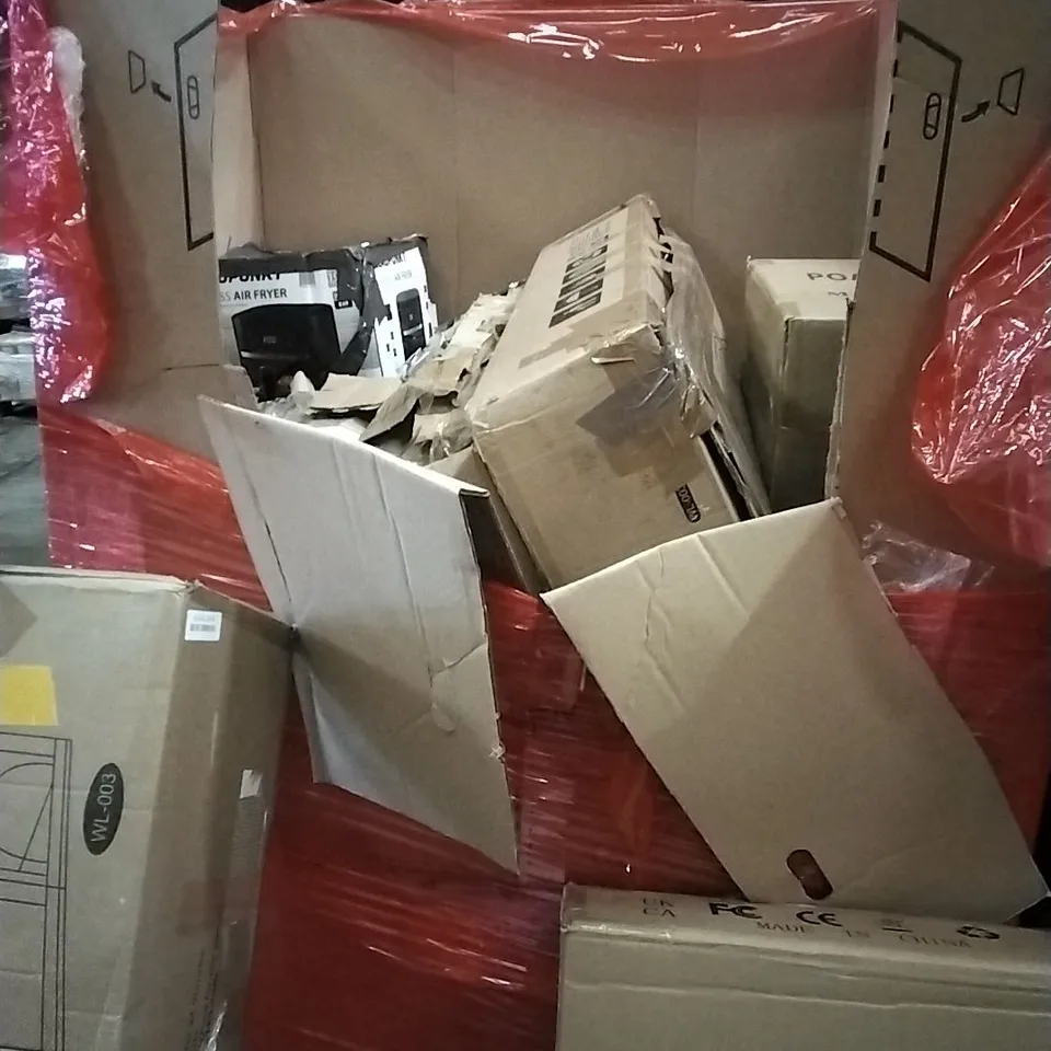 PALLET OF HOUSEHOLD ITEMS TO INCLUDE FOLDABLE BABY PLAYPEN, MIRROR, LAPTOP LAP DESK,STRETCHXS AND OTHER ASSORTED ITEMS...