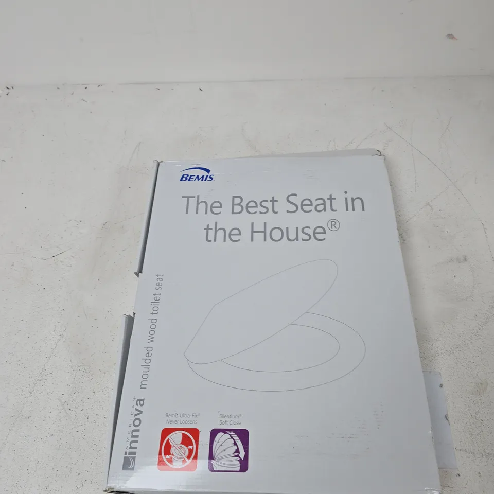 BEMIS MOULDED WOOD TOILET SEAT – WHITE, BOXED