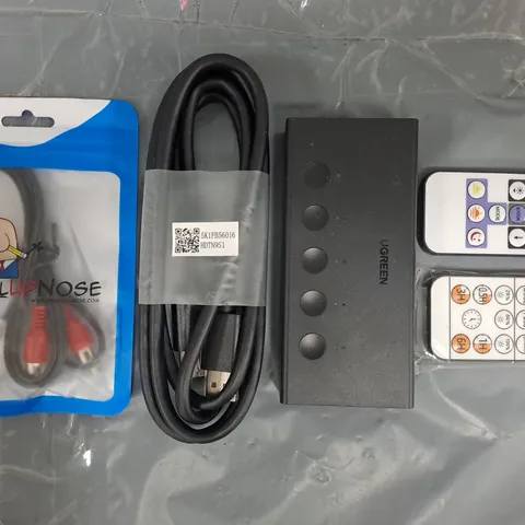 APPROXIMATELY 20 ASSORTED ELECTRICAL ITEMS TO INCLUDE VARIOUS CABLES, ETC