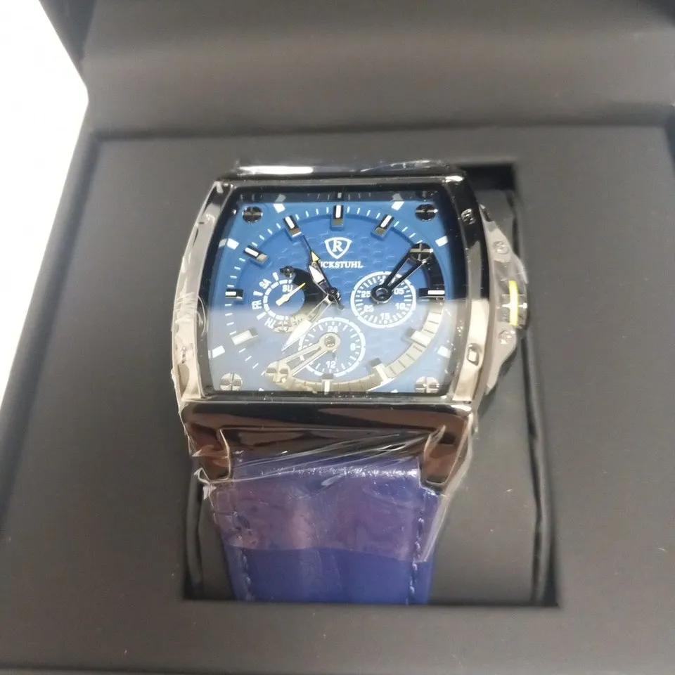 MEN’S RUCKSTUHL R300 CHRONOGRAPH WATCH – BLUE MULTI FUNCTION DIAL – 3ATM WATER RESISTANT – BLUE GENUINE LEATHER STRAP – RRP £600