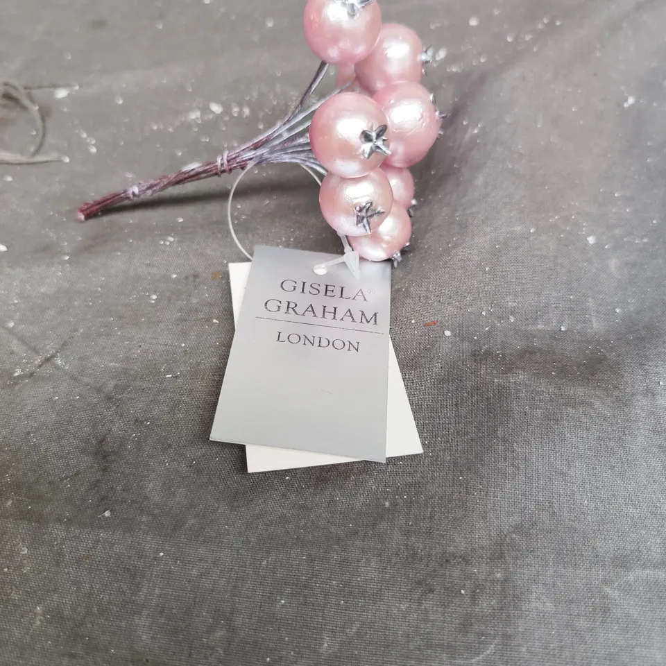 APPROXIMATELY 22 GISELA GRAHAM PINK/SILVER BERRY DECORATIONS