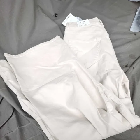 ONLY BEIGE WIDE-LEG HIGH-WAIST TROUSERS – UK 10 (EU 31/32, US 30/32)