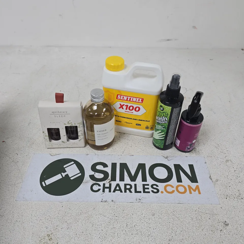 APPROXIMATELY 12 ASSORTED HOUSEHOLD ITEMS TO INCLUDE SENTINEL X100 INHIBITOR, GLOVES WASH & PREPARE, EMBER HOME FRAGRANCE, ETC - COLLECTION ONLY