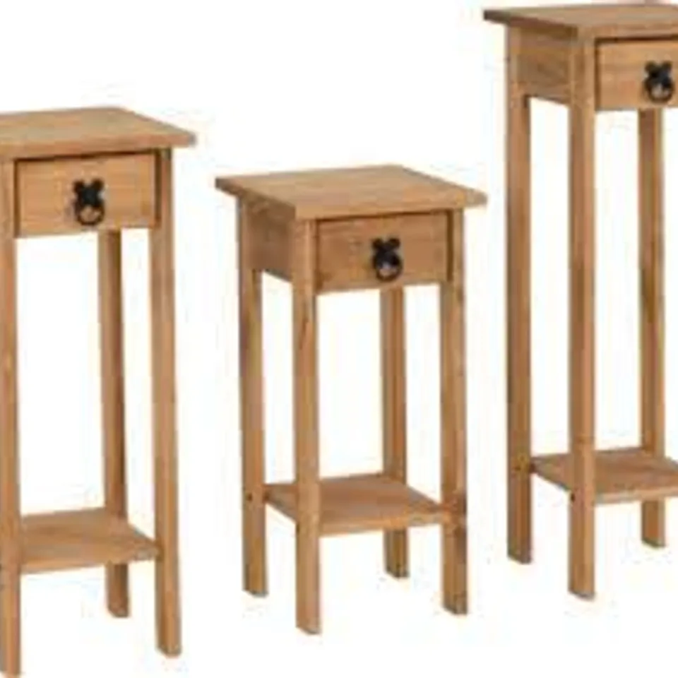 BOXED CORONA 3X PLANT STANDS DISTRESSED WAX PINE