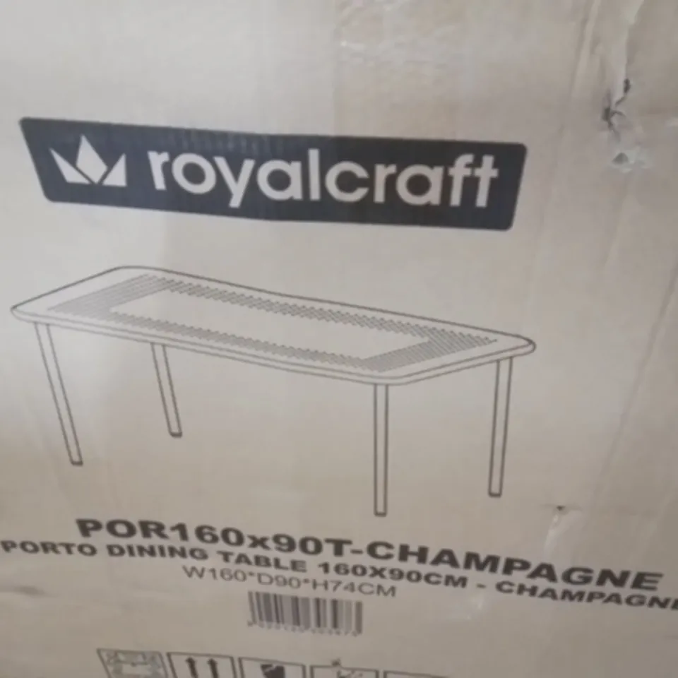 BOXED PORTO DINING TABLE 160×90CM -CHAMPAGNE-
