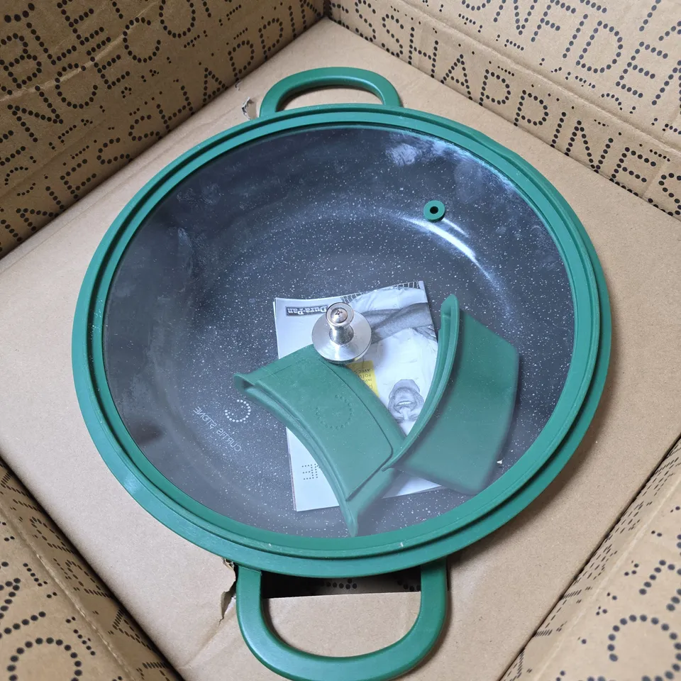 OUTLET CURTIS STONE CAST ALUMINUM 3.8L MULTIFUNCTION PAN HANDLES HUNTER GREEN BOXED